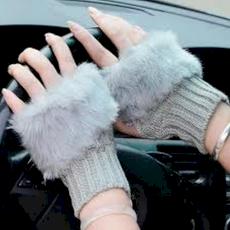Faux Rabbit Fur Gloves For Women
