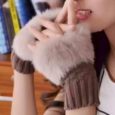 Faux Rabbit Fur Gloves For Women