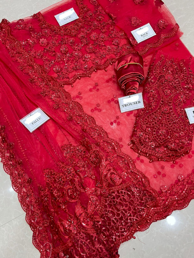 Maria-B Couture Red Saree